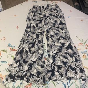 Onia flowy pants navy and white leafy floral
